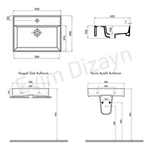 Aqua Bagno "plan" Lavabo ,60 X 45 Cm., Mat Siyah
