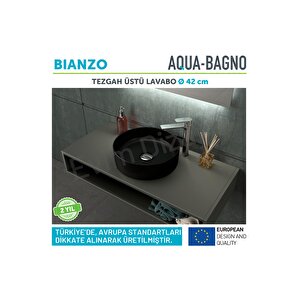 Aqua Bagno "bianzo" Tezgah Üstü Lavabo,batarya Deliksiz,42 Cm Siyah Mat