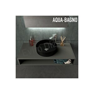 Aqua Bagno "bianzo" Tezgah Üstü Lavabo,batarya Deliksiz,42 Cm Siyah Mat