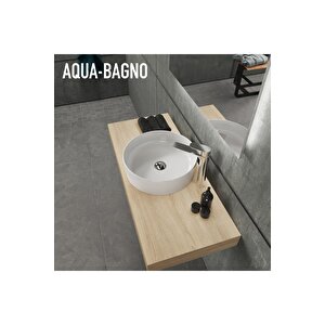 Aqua Bagno Bianzo Tezgah Üstü Çanak Lavabo,batarya Deliksiz,42 Cm Beyaz