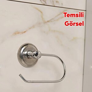 Tuvalet Kağıtlık Yapışkanlı Açık Aparat Wc Kağıt Standı Bez Havluluk Paslanmaz Metal Sağlam Krom