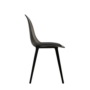 Netaks Abant Sandalye Siyah Metal Ayaklı (şeffaf) Minderli 6' Lı Takım Füme