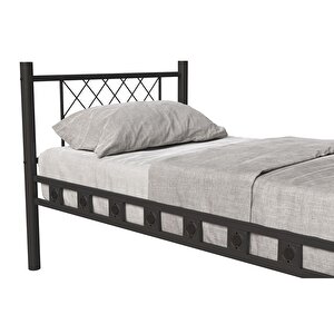 Argimo Metis Tek Kişilik Metal Siyah Karyola 90x200