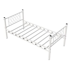 Argimo Metis Tek Kişilik Metal Beyaz Karyola 90x190