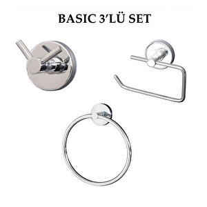 Banora Basic 3'lü Banyo Seti, Paslanmaz Metal, Krom