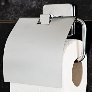 Decordem Banora Infinity Premium Kapaklı Tuvalet Kağıtlığı, Pirinç Paslanmaz, Krom