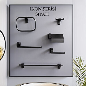 Decordem Banora Ikon 3'lü Premium Banyo Seti, Pirinç Paslanmaz, Siyah