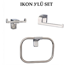 Banora Ikon 3'lü Premium Banyo Seti, Pirinç Paslanmaz, Krom