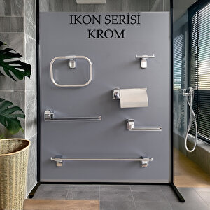 Decordem Banora Ikon 3'lü Premium Banyo Seti, Pirinç Paslanmaz, Krom