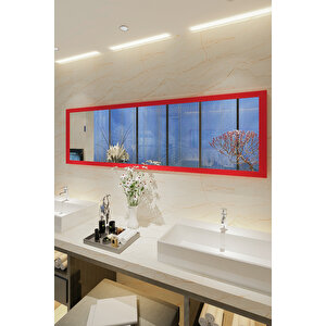 Givayo Wood's Nexus Modern Duvar Aynası 145x45 Kırmızı