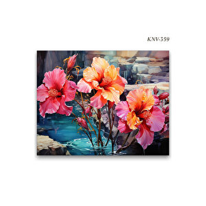 Yağlı Boya Görünümlü Çiçek Kanvas Tablo