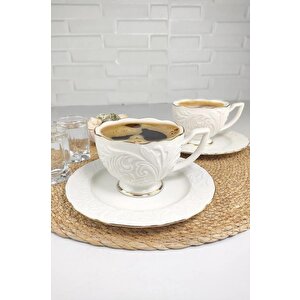 İpek Porselen 2'li Çay Nescafe Fincan Takımı Yaldızlı Rosen-200 62611