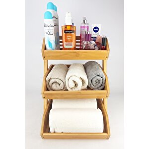 3 Katlı Bambu Banyo Ve Makyaj Organizer Düzenleyici Kahverengi - Mien-670 C1-1-289