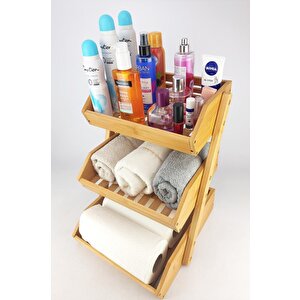3 Katlı Bambu Banyo Ve Makyaj Organizer Düzenleyici Kahverengi - Mien-670 C1-1-289