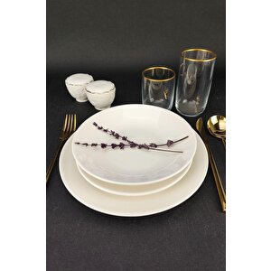 Deniz Form 18 Parça 6 Kişilik Porselen Yemek Takımı Krem - Tl4037058 - Tl4037010 - Tl4034835 C320.225