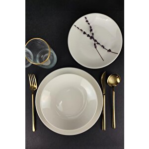 Deniz Form 18 Parça 6 Kişilik Porselen Yemek Takımı Krem - Tl4037058 - Tl4037010 - Tl4034835 C320.225