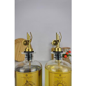 Digithome Lombardino 2'li Zeytinyağı Ve Sıvıyağ Şişesi Otomatik Kapaklı Gold Etiketli Yağdanlık 500 Ml