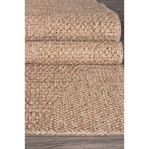 Rusticana 3102 Naturel Jüt Halı Modern Örme Yolluk Kilim 200x500 cm