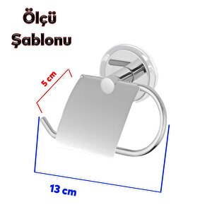 Wc Kağıt Standı Yapışkanlı Tuvalet Kağıtlık Aparat Kapaklı Paslanmaz Metal Sağlam Krom