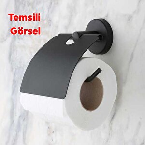 Yapışkanlı Tuvalet Kağıtlık Aparat Kapalı Wc Kağıt Standı Paslanmaz Metal Sağlam Siyah Renk