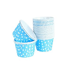 Dolphin Muffin Kağıt Karton Mavi Puantiyeli Cupcake Kek Kalıbı Kapsülü Kabı - 50 Adetlik 10 Paket