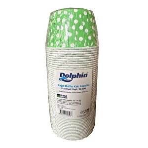 Dolphin Muffin Kağıt Karton Yeşil Puantiyeli Cupcake Kek Kalıbı Kapsülü Kabı - 50 Adetlik 3 Paket
