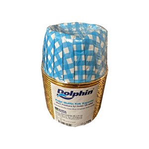 Dolphin Muffin Kağıt Karton Altın Mavi Desenli Cupcake Kek Kalıbı Kapsülü Kabı - 25 Adetlik 10 Paket