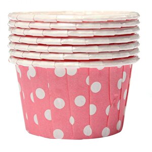Muffin Kağıt Karton Pembe Puantiyeli Cupcake Kek Kalıbı Kapsülü Kabı - 50 Adetlik 10 Paket