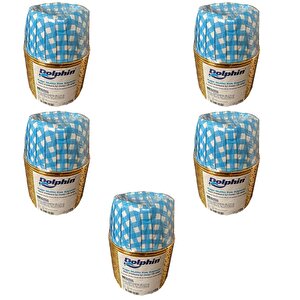 Muffin Kağıt Karton  Altın Mavi Desenli Cupcake Kek Kalıbı Kapsülü Kabı - 25 Adetlik 5 Paket