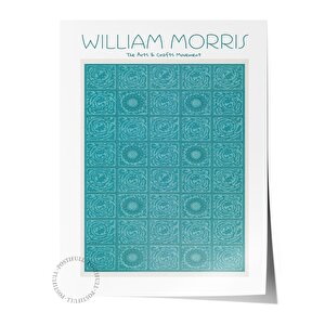 William Morris Poster - William Morris Tasarımları - Sanat Serisi - Turkuaz Çerçevesiz Duvar Tablosu - Parlak Ve Kalın Fine Art Ka Turkuaz