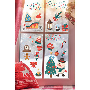 Yılbaşı Sticker Seti, Yeni Yıl Yılbaşı Süsü, Yılbaşı Dekoru, Kapı, Duvar Ve Cam Dekorasyon Stickerı 30x50 cm