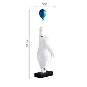 Cajuart Dekoratif  Balon Tutan Beyaz Ayı Modern Biblo Süs
