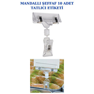 10 Adet Şeffaf Mandallı Kuruyemiş, Manav, Meze, Şarküteri, Tatlıcı, Unlu Mamuller Etiketi (360 Derece Hareket Edebilir Dönebilir 10 Cm Yükseklik)