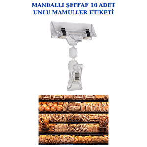 10 Adet Şeffaf Mandallı Kuruyemiş, Manav, Meze, Şarküteri, Tatlıcı, Unlu Mamuller Etiketi (360 Derece Hareket Edebilir Dönebilir 10 Cm Yükseklik)