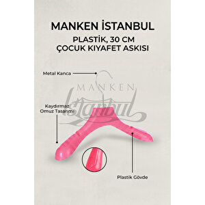Pembe Plastik 30 Cm Çocuk Askısı Çocuk Elbise Askısı Çocuk Kıyafet Askısı