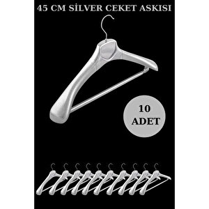 10 Adet A Kalite Gümüş Kaplama Plastik Ceket Askısı Kıyafet Askısı Takım Elbise Askısı