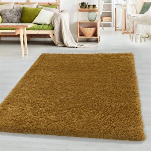 Tek Renk Altın Rengi Yumuşak Post Peluş Shaggy Halı Salon Oturma Odası Yolluk Mutfak Halısı 160x230 cm