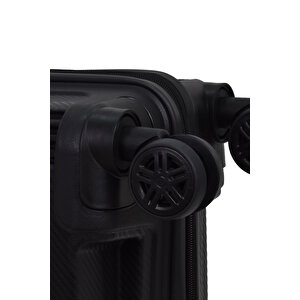 Elatae Premium Polipropilen Kabin Boy Kırılmaz Valiz Siyah V303