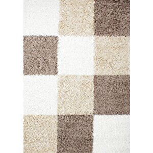 Halı Salon Yüksek Havlı, Uzun Havlı Shaggy Halı Karo Desen, Kolay Bakım-cy_life1501brown 80x250 cm