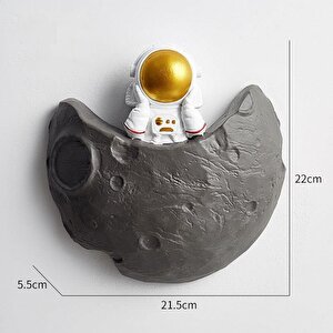 Dekoratif Modern Büyük Boy Üçlü Astronot Ve Ay Figürlü Çocuk Odası Dekor Ev Duvar Dekorasyon
