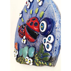 Özel Tasarım Uğurböceği Nazarlık Seramik Duvar Süsü