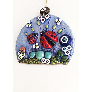 Özel Tasarım Uğurböceği Nazarlık Seramik Duvar Süsü