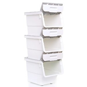 Mt04 Freebox 33 Litre Beyaz Gri Tekerlekli 3*33 Lt 3'lü Set Organizer