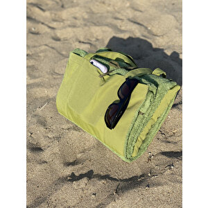Yeşil Çanta Formunda Plaj Havlusu Çam Yeşil