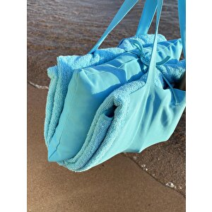Mavi Çanta Formunda Plaj Havlusu