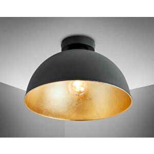 Retro Metal Dekoratif Rustik Siyah Tavan Plofyoner Avize Çap 30 Cm