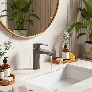 Antrasit Gri Mix Lavabo Bataryası Yüksek 18 cm