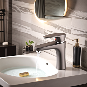 Antrasit Gri Mix Lavabo Bataryası Yüksek 18 cm