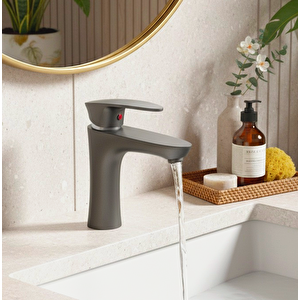 Antrasit Gri Mix Lavabo Bataryası Yüksek 18 cm