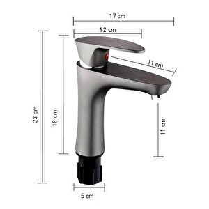 Polyfit Antrasit Gri Mix Lavabo Bataryası Yüksek 18 cm